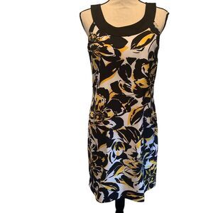 I.N. Studio Dress Womens‎ 10 Yellow White Black Open Back Sleeveless Zipper